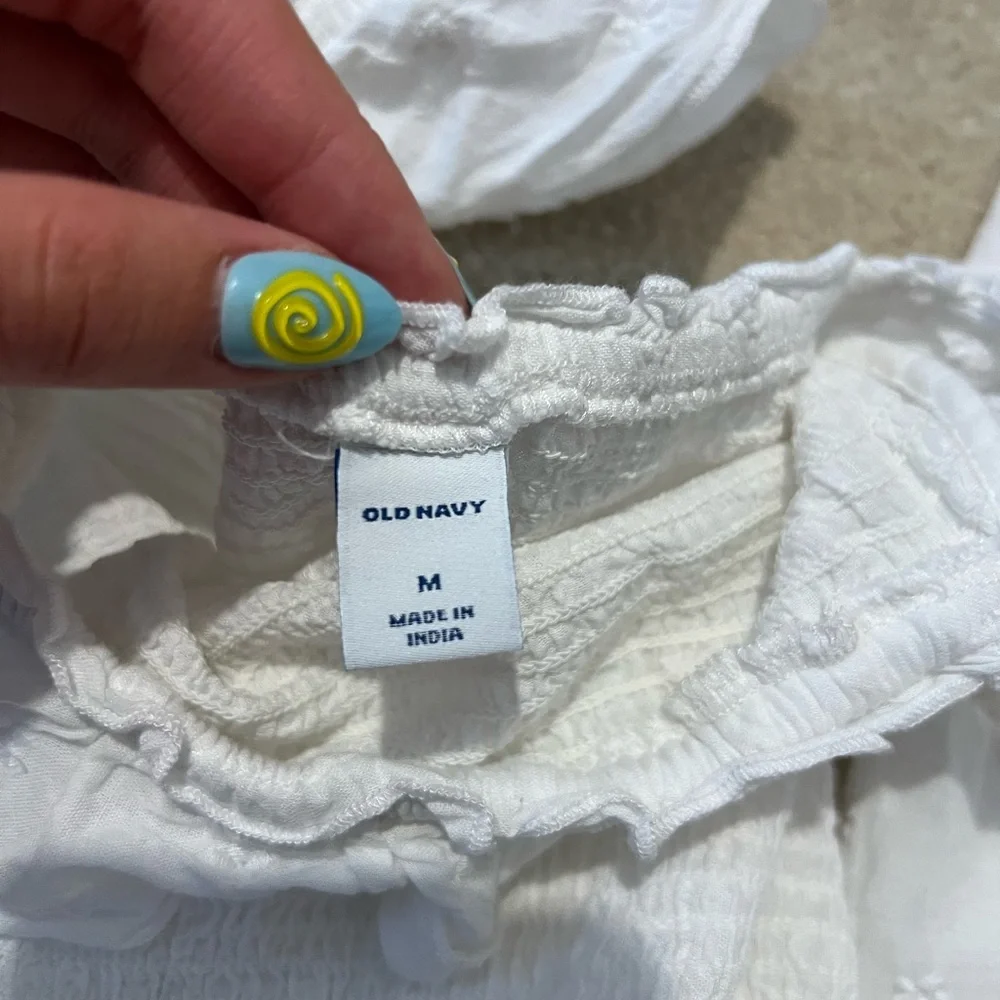 Old Navy White Ruffled Midi Dress Cottage Core - Picture 3 of 4